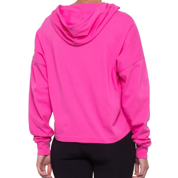 🆕 Champion Oversized Crop logo Hoodie hot pink size XL - Picture 2 of 14